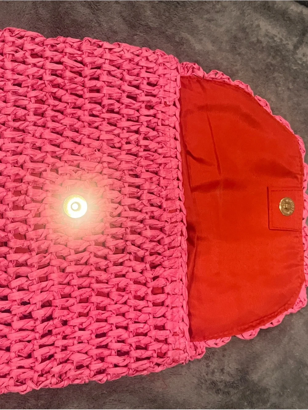 Melrose and Market Pink Crochet Flap Clutch